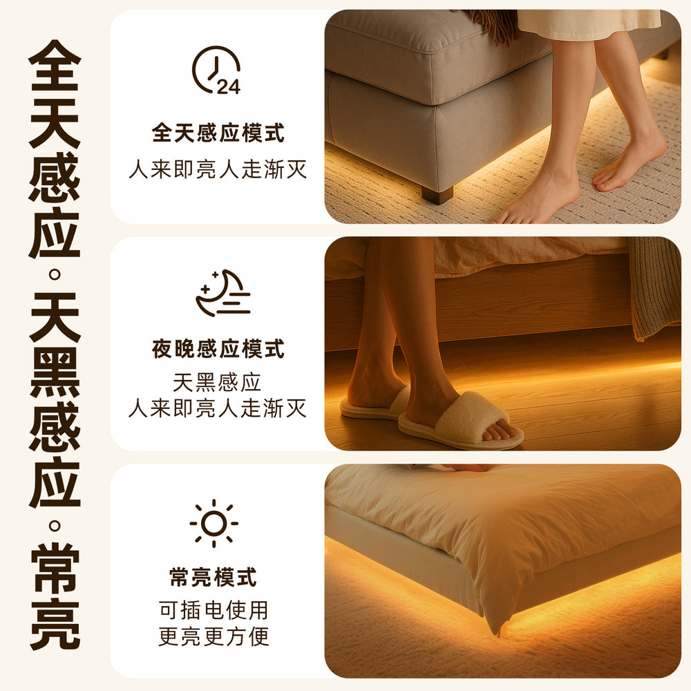 Smart voice control night light - bedroom sleep aid, home bedside ambient lighting, sound activated, human body induction led strip light