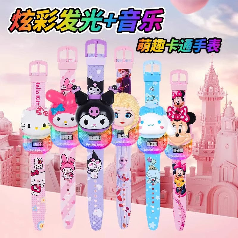 Kids' sliding cover cartoon music electronic watch - toy watch for boys and girls - kuromi style gift