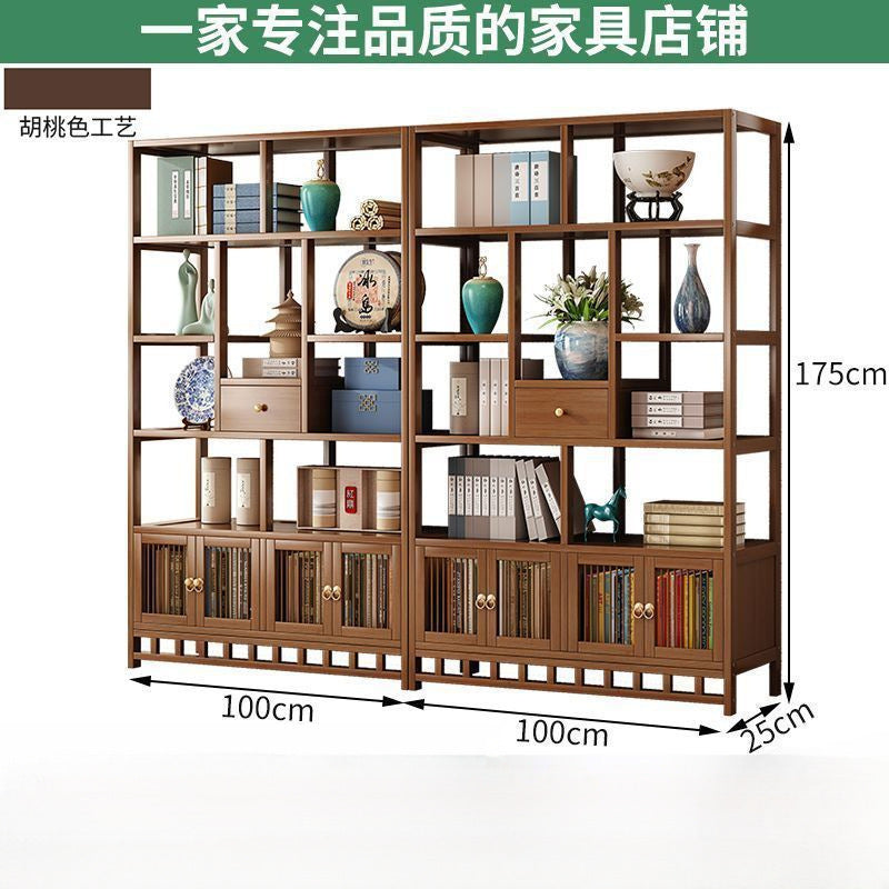 New chinoiserie bogu rack non-solid wood tea cabinet rack living room storage rack multi-layer display rack tea rack rack bamboo