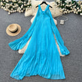 Tea break frenchsense of design tie back square collar small flying sleeves waist backless straps slimming lookelegant gentle wind dress