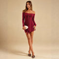 fashionelegant one-shoulder dress women's chest twist tie back waist slimming look hip-covering short skirt