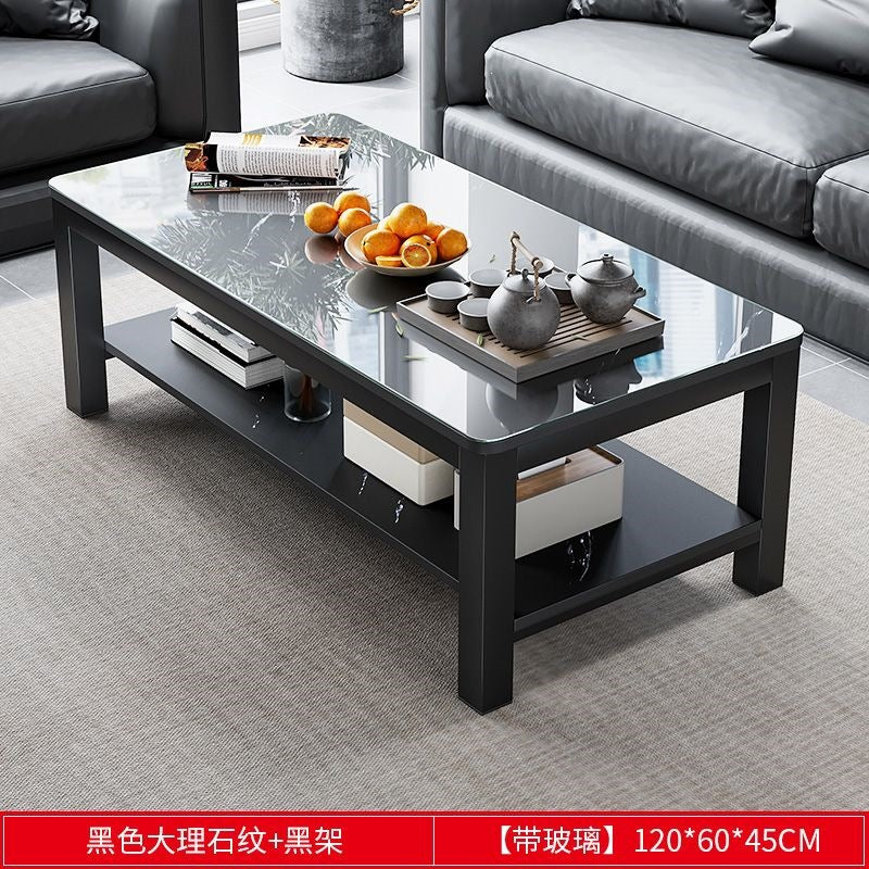 Living room coffee table for home office tempered glass tea table casual italian small apartment double-layer rectangular tea table