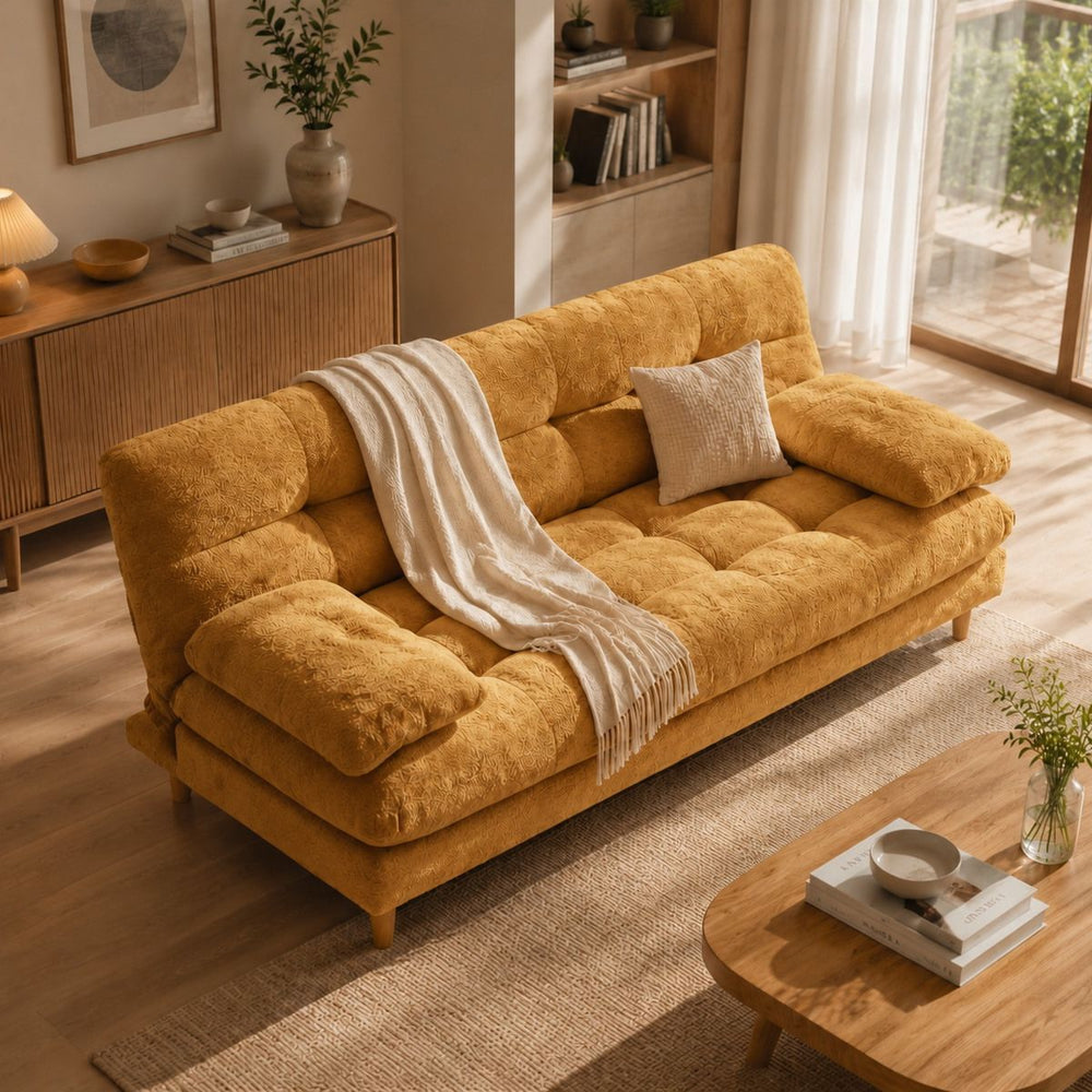 Second-hand style small apartment sofa bed lazy fabric sofa rental house b&b retro multi-person straight row reception sofa