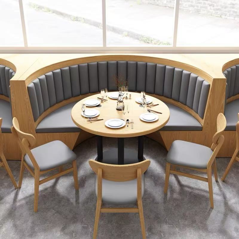 Western restaurant can store card seat sofa wooden frame storage hotel catering semi-round heterosexual sofa table and chair combination