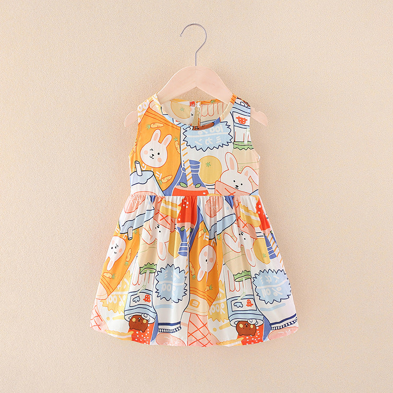 Girls' floral sundress - summer princess dress, beach dress,  new cotton silk tank dress, a-line children's dress
