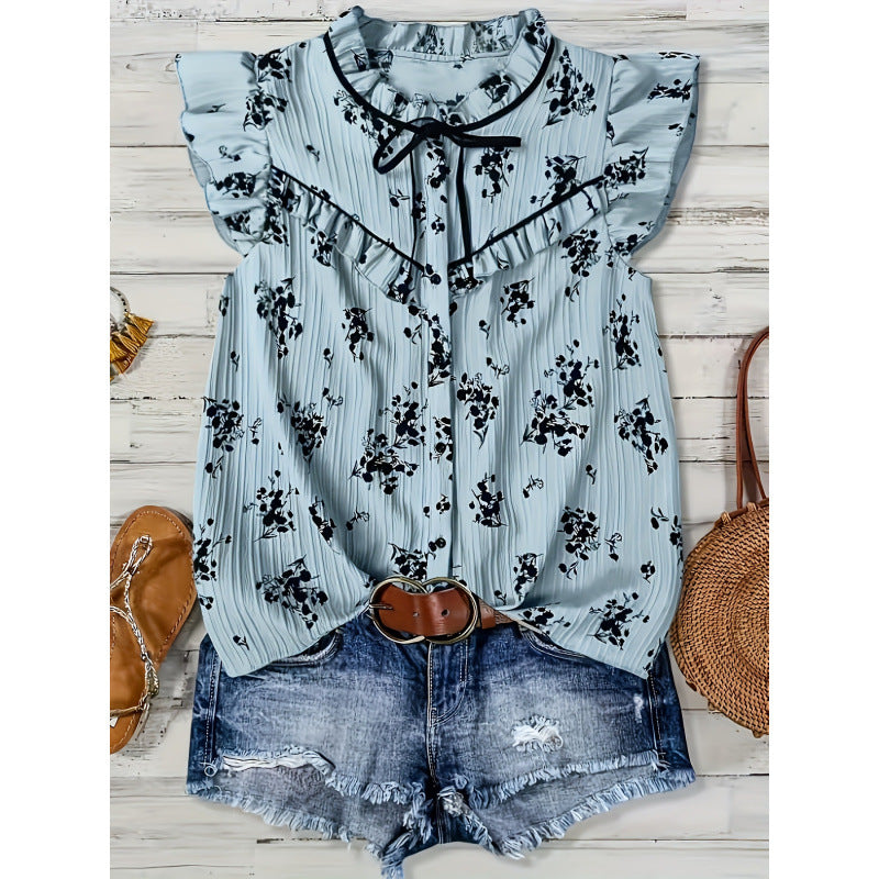 code new arrival  original women's light short-sleeved round neck printingshirt