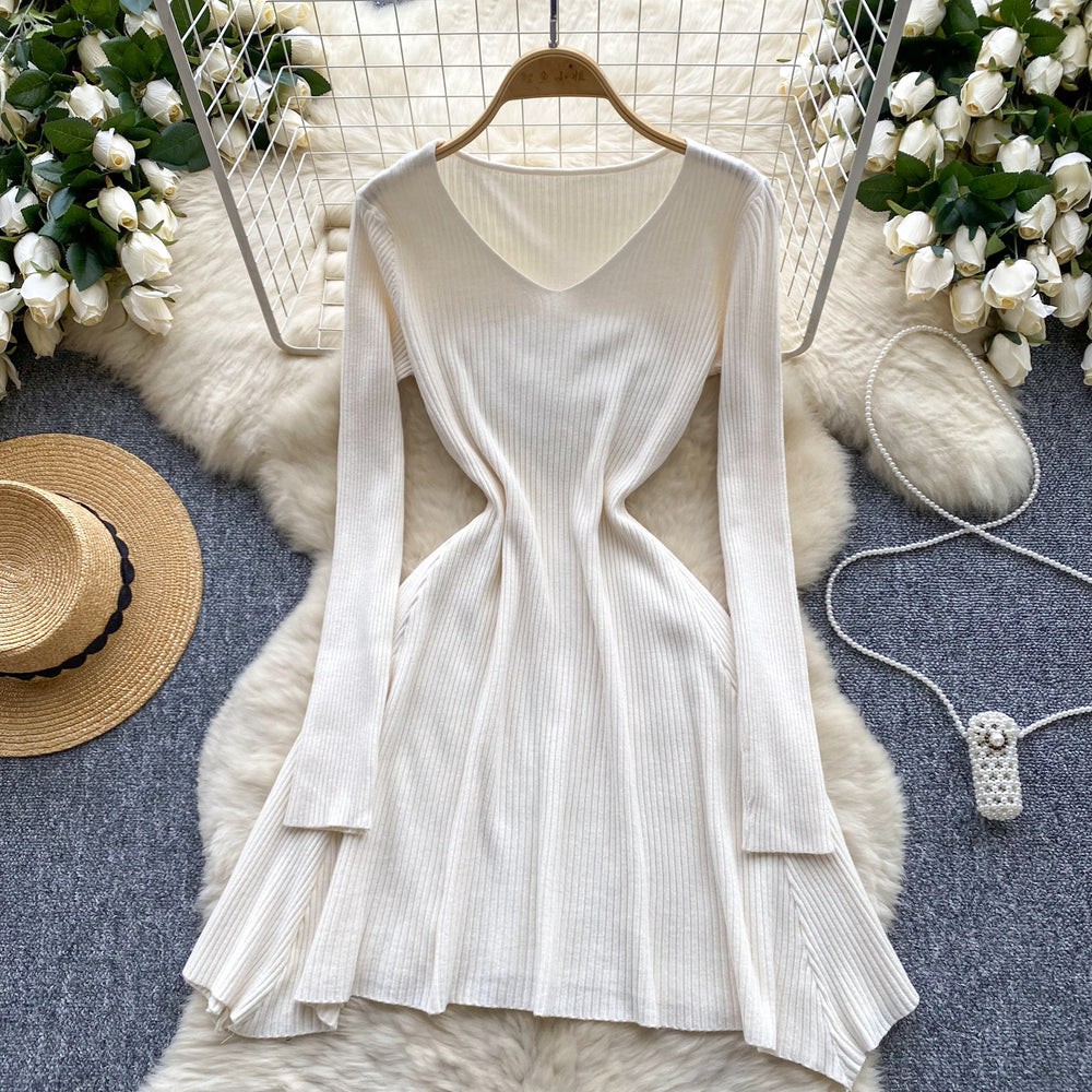Fall and winternew arrivalsweater skirt bottom knitting shirt dress women's waist slimming look medium long inner a-line skirt