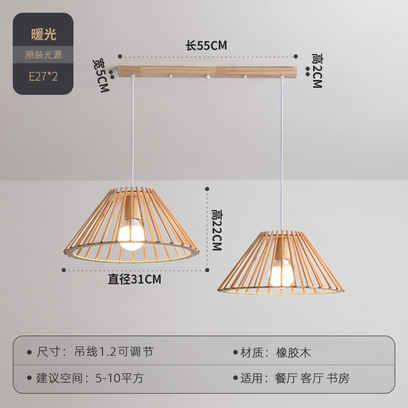 Japanese restaurant chandelier Nordic simple log dining table light retro wabi wind room homestay bar lighting handmade