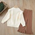 Girls' knitted sweater two-piece set -  autumn/winter new collection - bowknot cardigan and knit sweater outfit for little girls