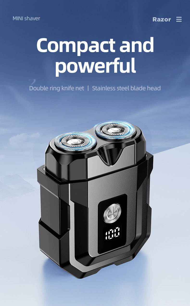 2026 new dual-head magnetic rechargeable electric shaver for men - portable mini rotary razor for home and car