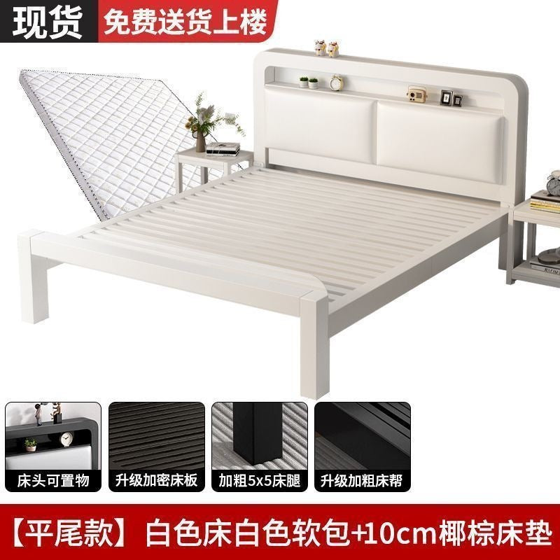 Iron frame bed double bed for home1.5 iron bed reinforced thickened1.8 economical kids single bed iron bed bedroom