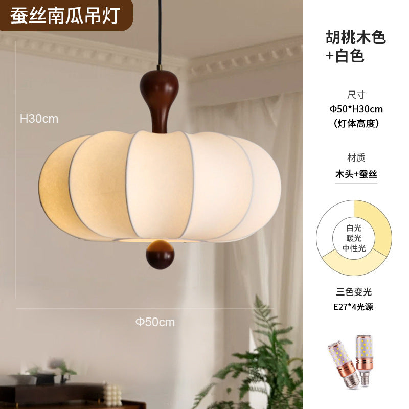 Vintage Nanyang wind bedroom chandelier wabi sandy wind medieval creative pumpkin plastic art warm book room master bedroom light