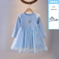 Girls' dress  spring/autumn new fashionable baby girl elsa princess dress kids mesh skirt trendy