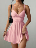 European and american cross-border women's summer  sexy spaghetti strap v-neck dress - slim fit, minimalist style, high-end feel