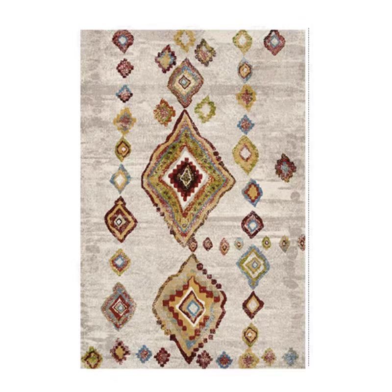 retro ethnic moroccan faux cashmere rug - durable, stain-resistant, perfect for living room coffee tables, bedroom bedside, and more
