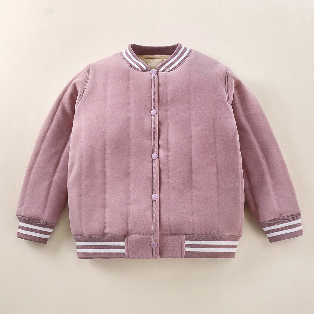 New winter quilted silk-padded baseball jacket: thickened, wearable as outerwear or inner layer, perfect for school uniforms, warm and cozy for boys and girls