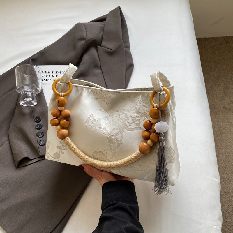 New Chinese large-capacity bag women's 2024 new versatile national style shoulder bag fashion niche underarm small square bag