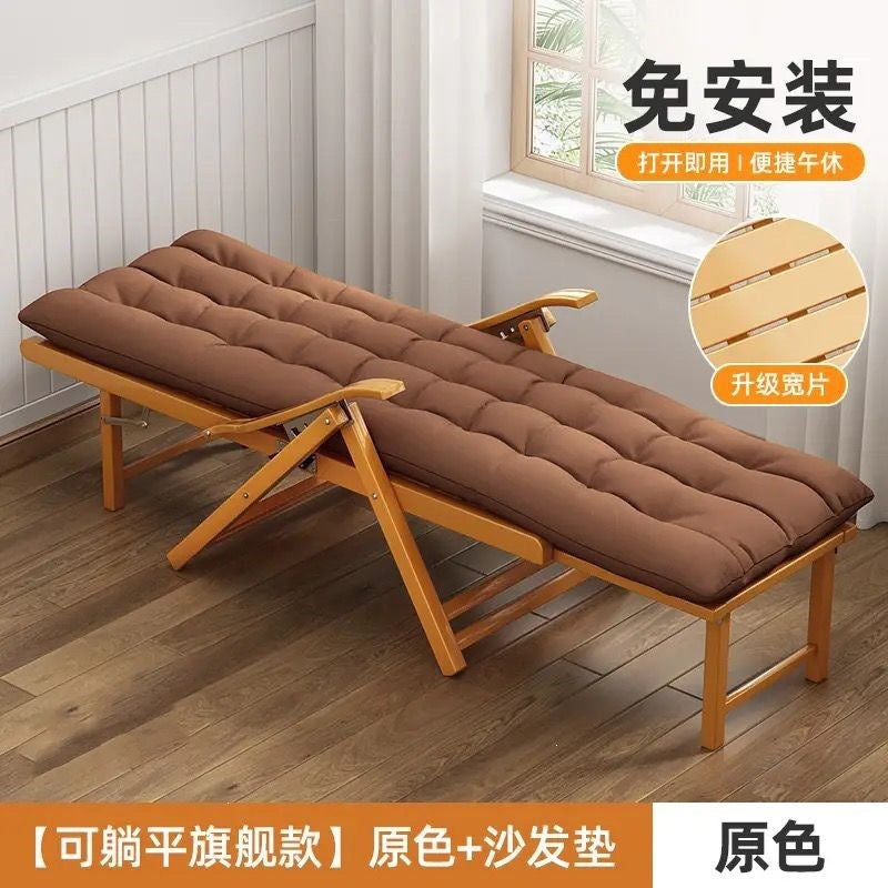 Foldable reclining chair - adult bamboo rocking chair - home comfort nap lounger - lazy person's chair - elderly balcony leisure dual-use chair