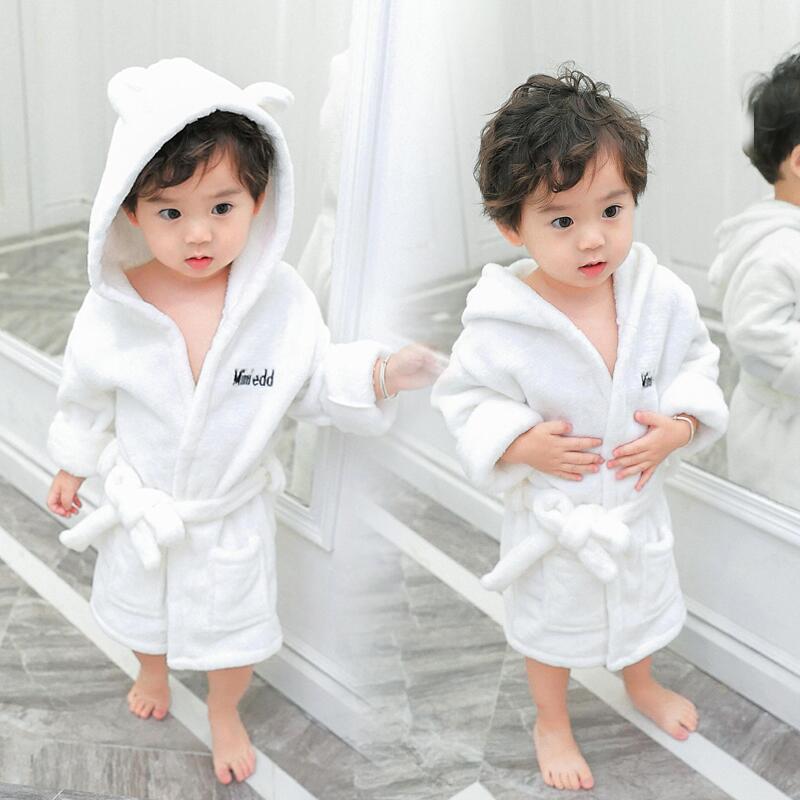 Kids bathrobe coral velvet spring & fallwinter children's bath towel baby boy pajamas boys and girls nightgown home clothes trendy