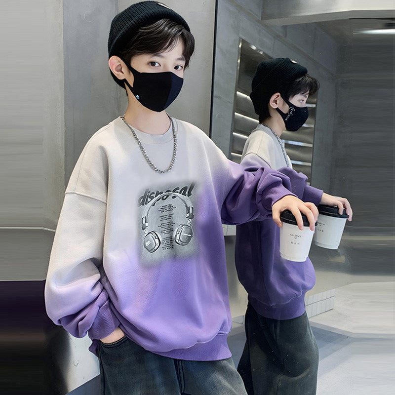 Boys' long-sleeve t-shirt, new  spring collection, student sportswear, spring/autumn boys' top, trendy sweatshirt for mid-to-large children