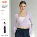 strappy sports long sleeves blouse, beautiful back suspender, silmslimming look mesh yoga blouse, loose yoga tops