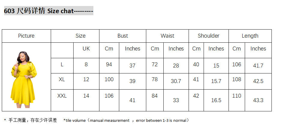 supply of african, european and american women's clothing, waist-cinching a-line dress, puff sleeves, three-quarter sleeves, fashionplaid space layer