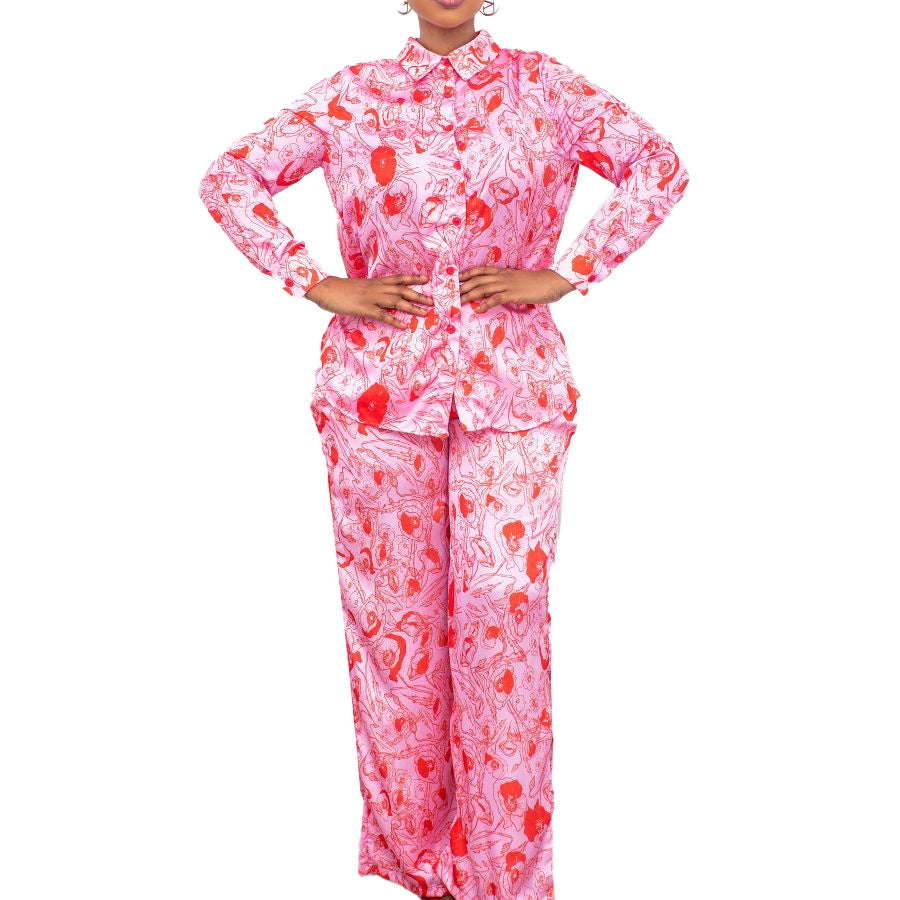 D266   new african plus size casual fashion loose print european and american two-piece cross-border outfit set