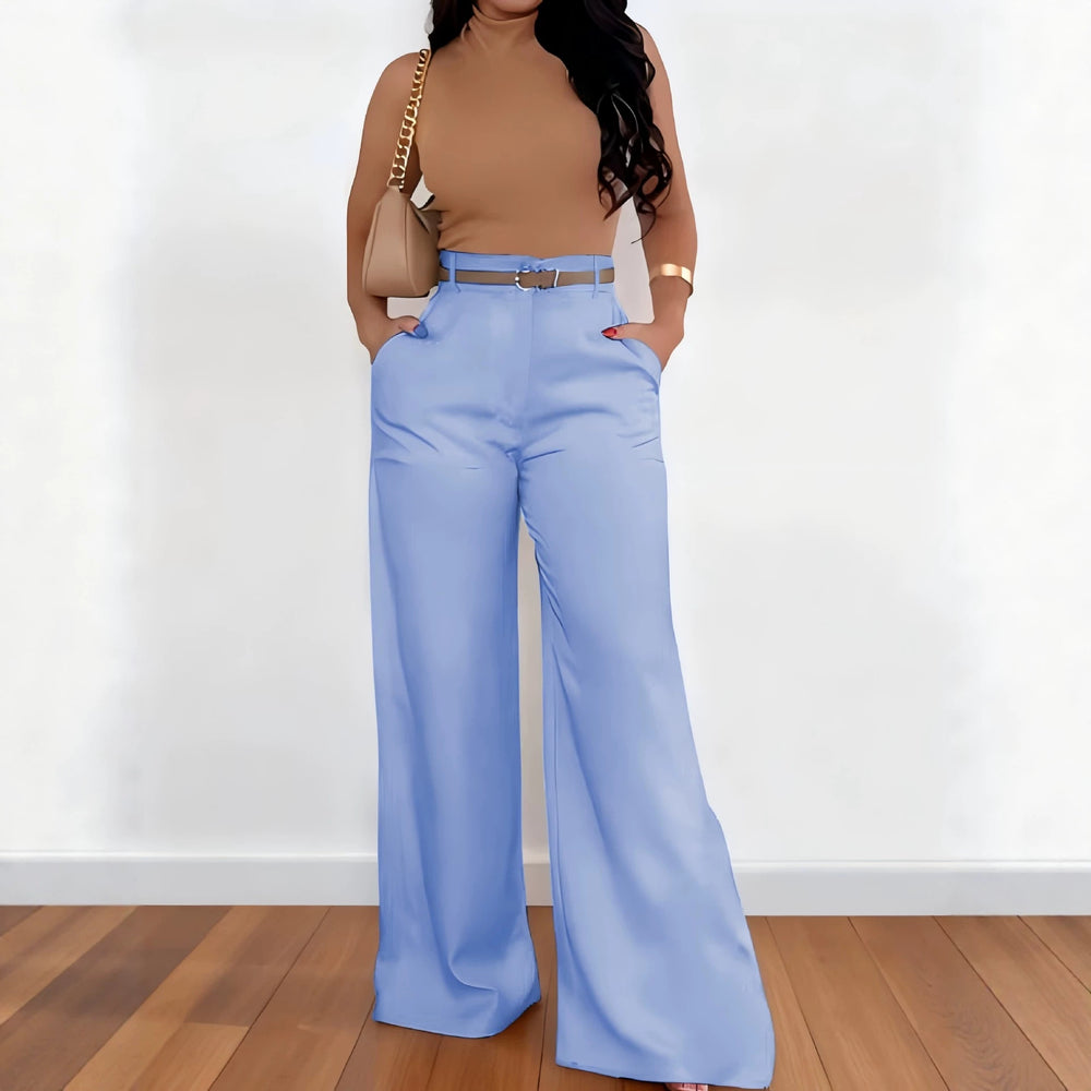 new women's cross-border e-commerce fashion: elegant and chic straight-leg trousers - high-waisted, drapey, versatile wide-leg formal pants