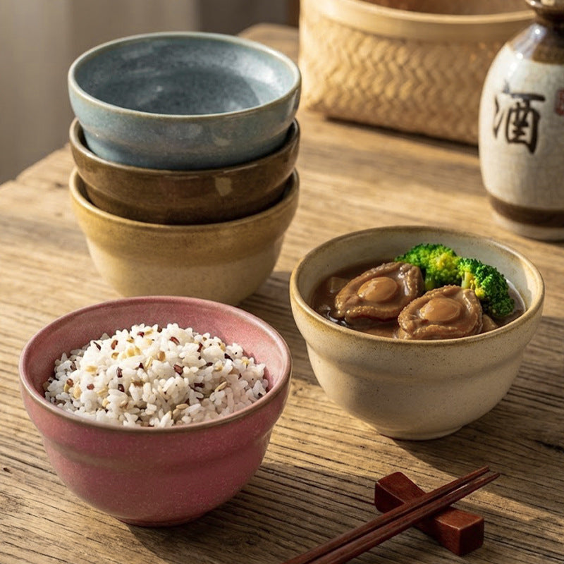 Retro stoneware dessert ceramic rice bowl restaurant for home snack pickled cabbage bowl one-person food tableware ceramic stew bowl
