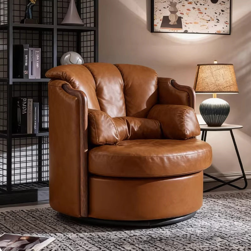Second-hand style rotate casual chair armchair tea main chair living room study casual chair accessible luxury full cowhide office chair