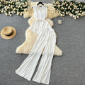 Light mature style summer dress for women new arrivalsense of design strap waist sleeveless satintopshigh waist slit mop pants pants