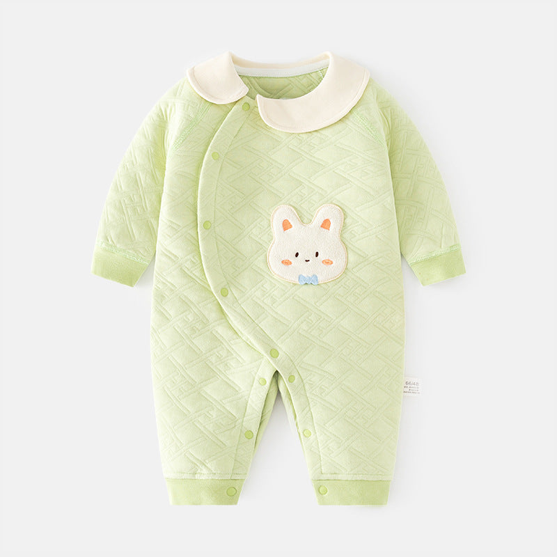 Babibele baby heattech onesie baby fall and winter boneless haki type a baby snap button door-to-door romper pajamas