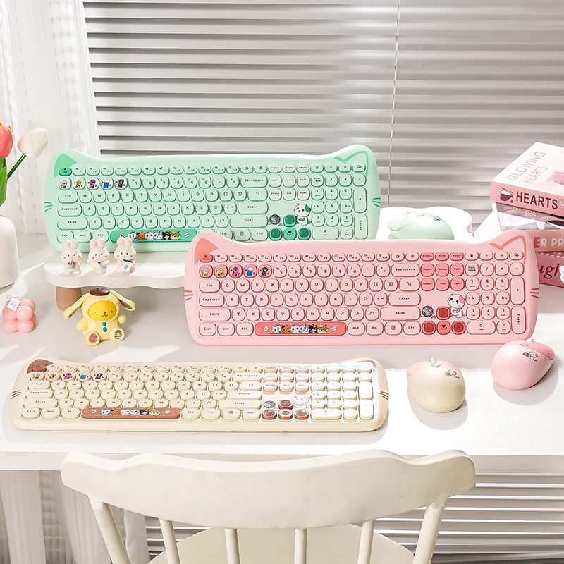 Mofii sky high paw patrol plus wireless 2.4g keyboard and mouse set - cute cartoon design in girly pink
