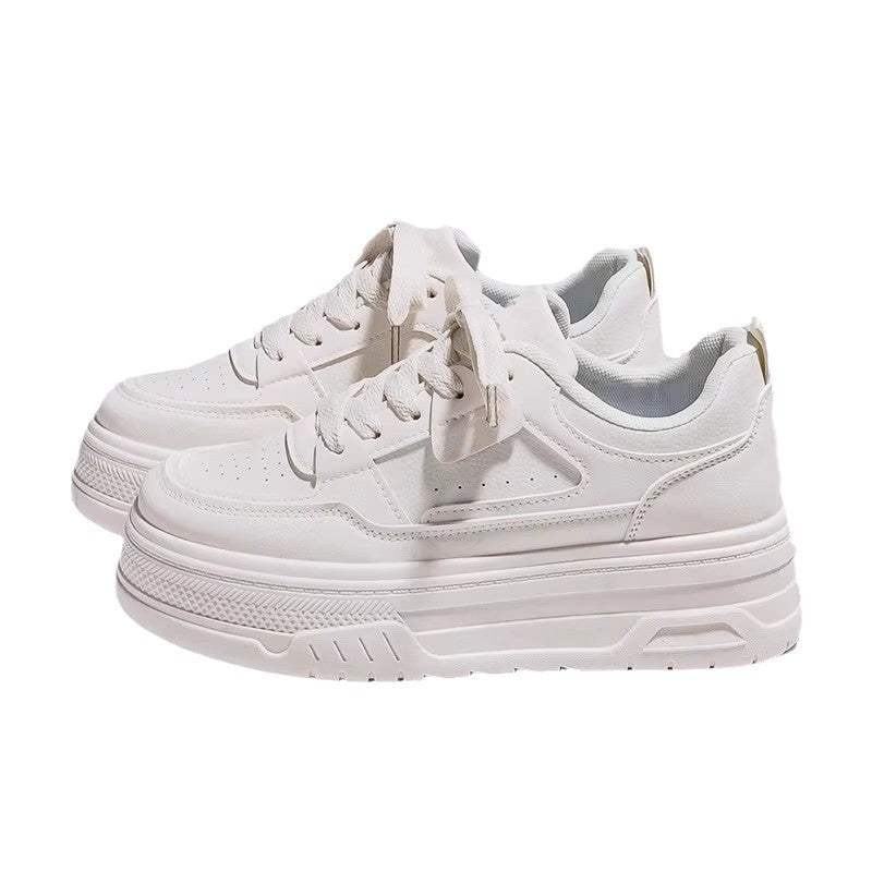 Thick solewhite shoes women's 2026 autumn winter new arrivaleasiest for matchheight increasing sneakers women's fleece-linedcasual sports shoes