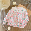 spring/autumn new arrival: pure cotton long-sleeve shirt for girls - sweet and stylish baby girl's doll shirt with turn-down collar