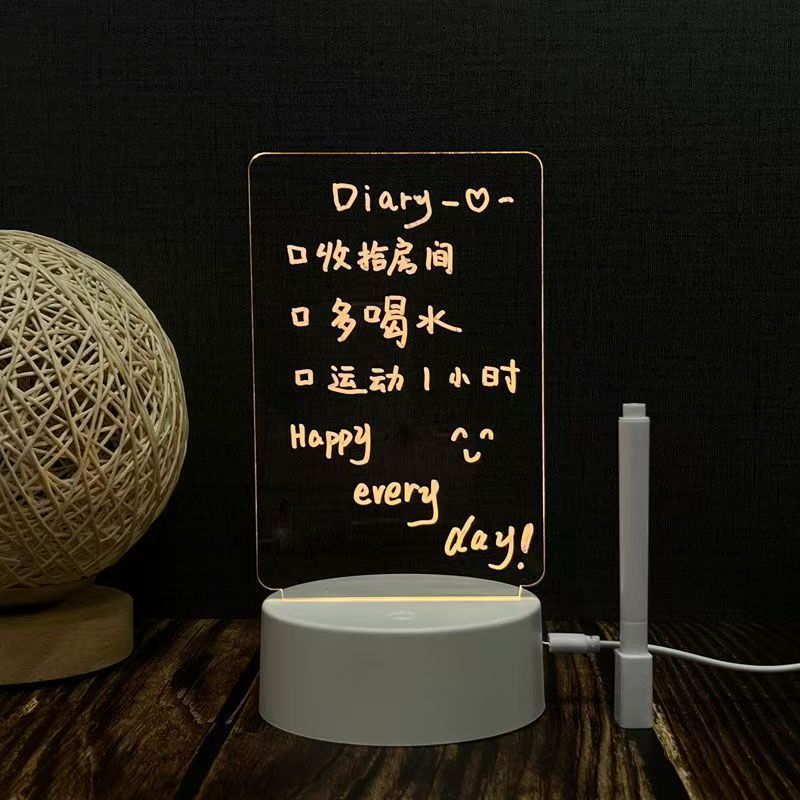 Diy easy-to-carry acrylic mini desk lamp with erasable message board, 3d night light, ambient led lamp, touch control