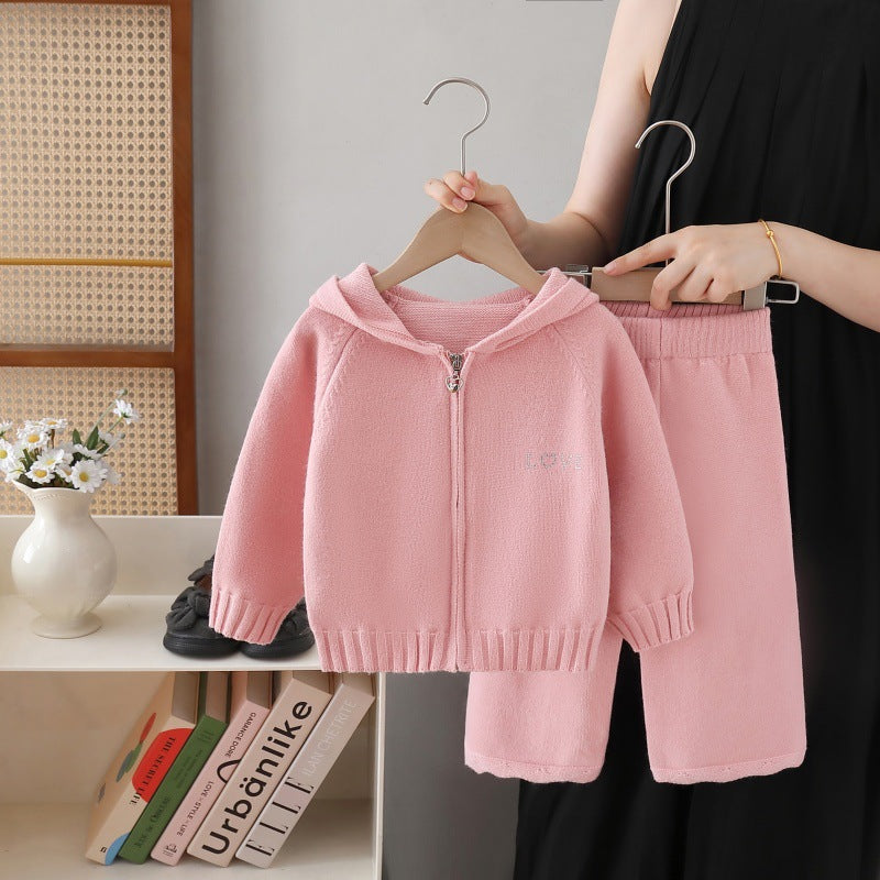 Girls' knitted sweater and pants set - new autumn  collection - casual sweater outfit for little girls