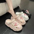 Women's anti-odor height increasing platform clogs - summer fashion outdoor wear, non-slip beach shoes with detachable diy accessories