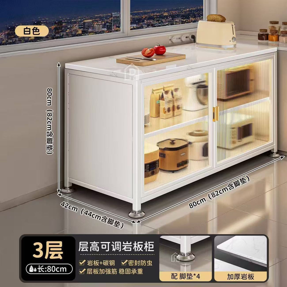 Medieval style sideboard changhong glass with lights for home restaurant tea storage cabinet cream style multifunctional water bar cabinet
