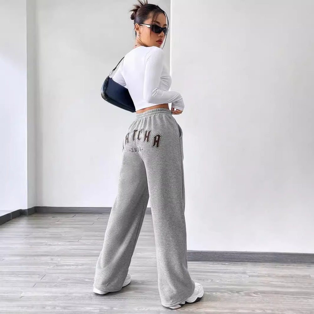 Pre-sale-53270# cross-border fashion foreign trade drawstring sweatshirt pants printed women's casual pants wide legs