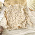 Girls' fall/winter floral print undershirt - girls' flutter sleeve autumn t-shirt - versatile trendy flutter sleeve undershirt for little girls