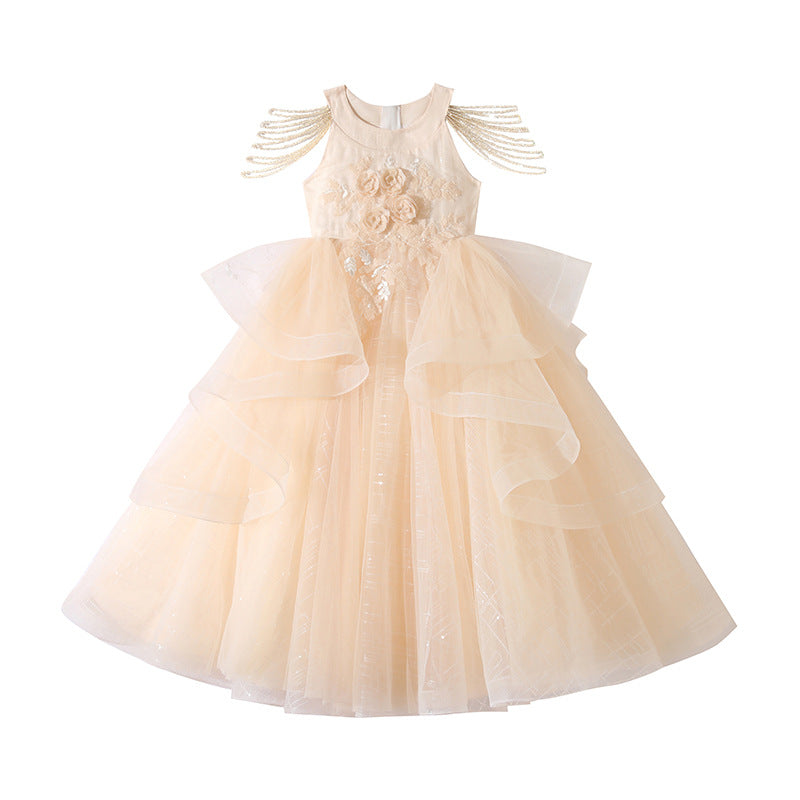 Girls' formal dresses: high-end elegance for runway, piano recital, host, performance, and children's day events - new  collection with tulle skirts