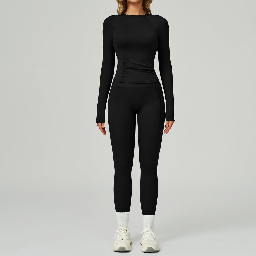 nude yoga suit cut out beautiful back yoga suit women's high waist belly wrap tight running fitness suit 2030