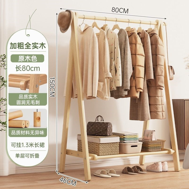 Foldable solid wood clothes rack - freestanding wardrobe for bedroom, living room, and home use - clothes storage, coat rack, and drying rack for rooms
