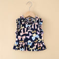 Girls' cotton rayon top - cartoon print, loose-fit, breathable, cute summer lightweight pajama set with lace trim