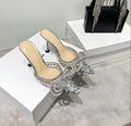 Huizhou new arrival rhinestone transparent high-heeled sandals women's stiletto pointed toe fashion high-heeled shoes one-piece belt toe export