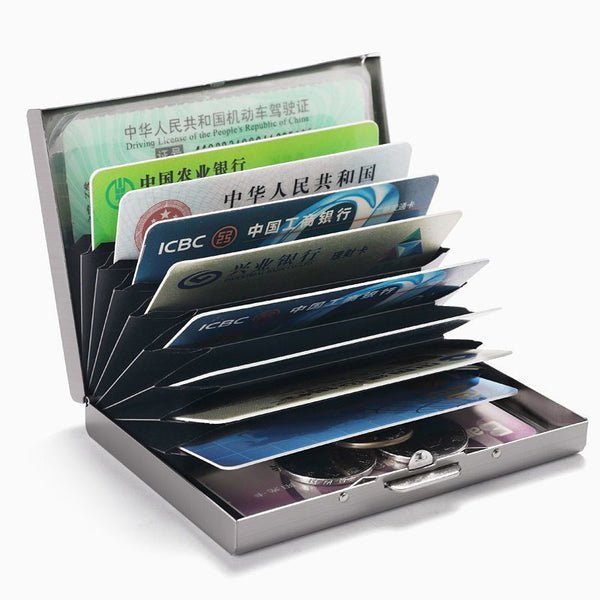 Multifunctional anti-magnetic card bag, anti-theft brush, portable bank card, credit card, multi-card holder, stainless steel wallet, men's model