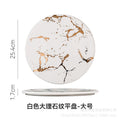Nordic high-looking desktop flat steak plate with heat-insulating wooden tray creative marble plate manufacturer wholesale