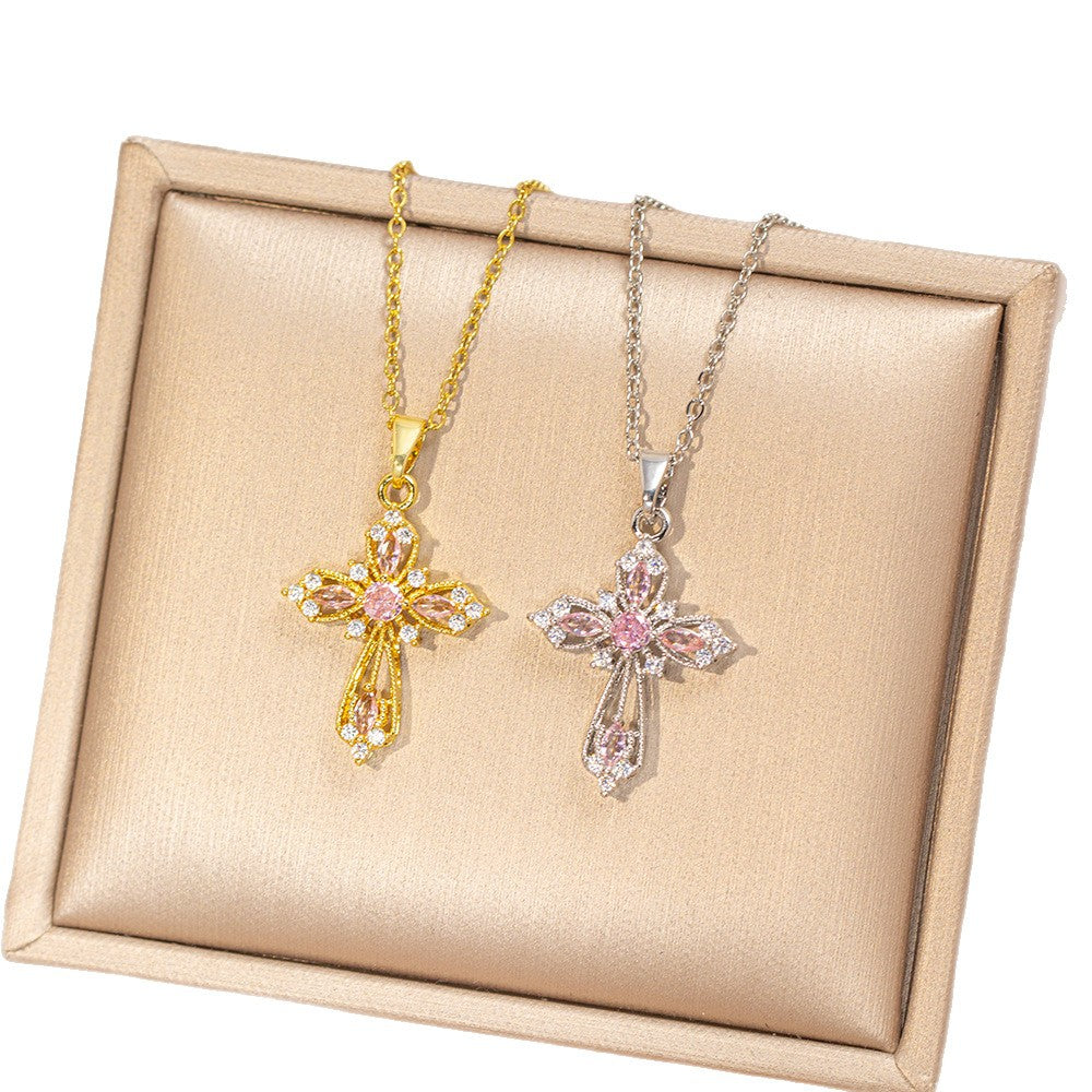 popular stylishfashion copper inlaid zirconium exquisite necklace for women niche styleeasiest for matchaccessible luxury non-fading clavicle chain jewelry