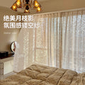 French moon branch shadow gauze curtain cream style window gauze mirror gauze cut out curtain gauze living room balcony bedroom keqiao curtain